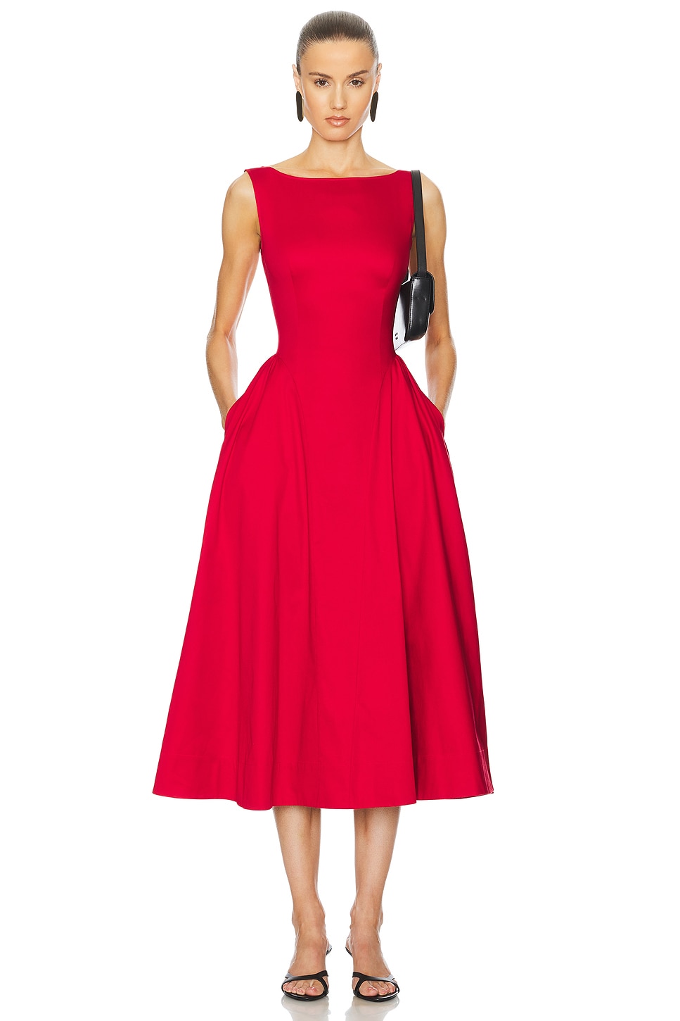 فستان STRETCH COTTON SATEEN